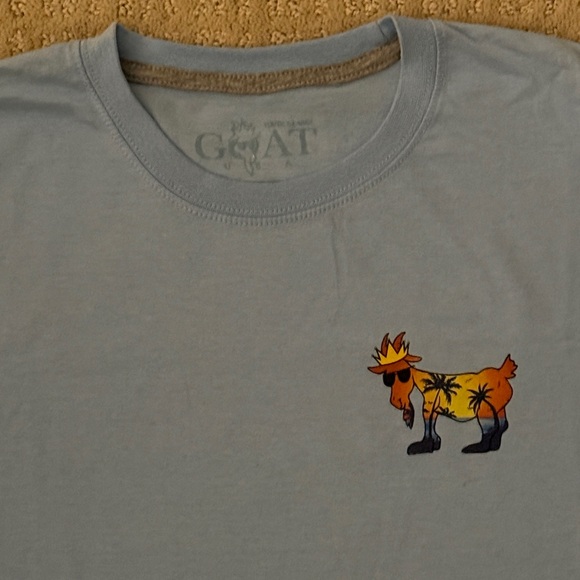 GOAT USA blue tshirt with palm trees and beach - youth extra large - Picture 2 of 5